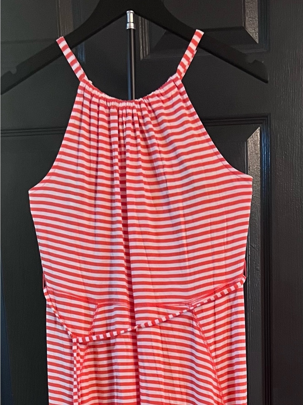 GAP Coral and White Striped Maxi Dress - Flared Stripe Design